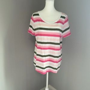 Talbots t-shirt in pink and white stripe